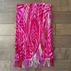 Fuzzi Wrap Fringe Midi Skirt